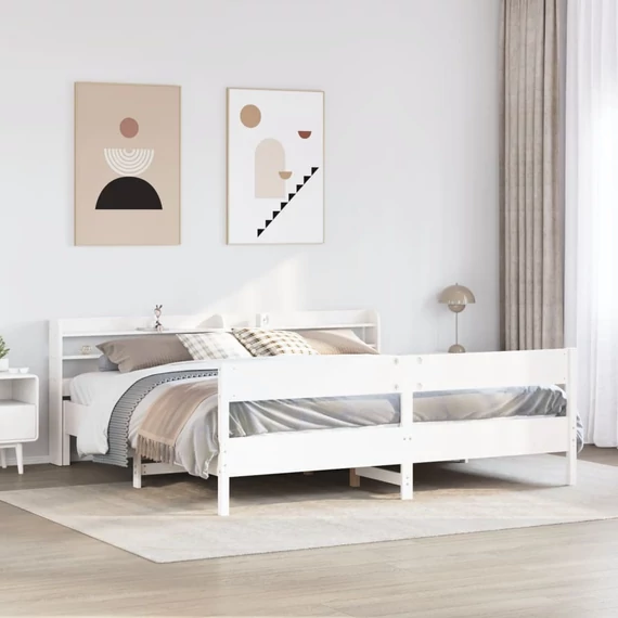 VidaXL fehér tömör fenyőfa ágy matrac nélkül 180 x 200 cm