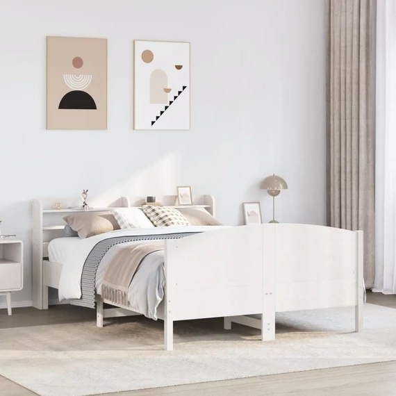 VidaXL fehér tömör fenyőfa ágy matrac nélkül 140 x 200 cm