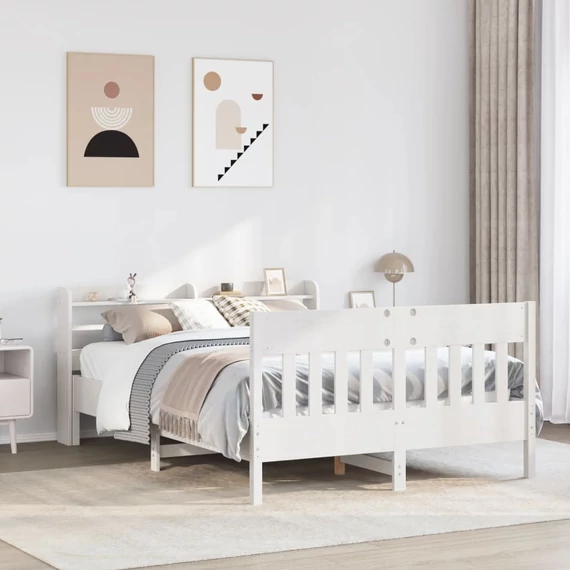 VidaXL fehér tömör fenyőfa ágy matrac nélkül 160 x 200 cm