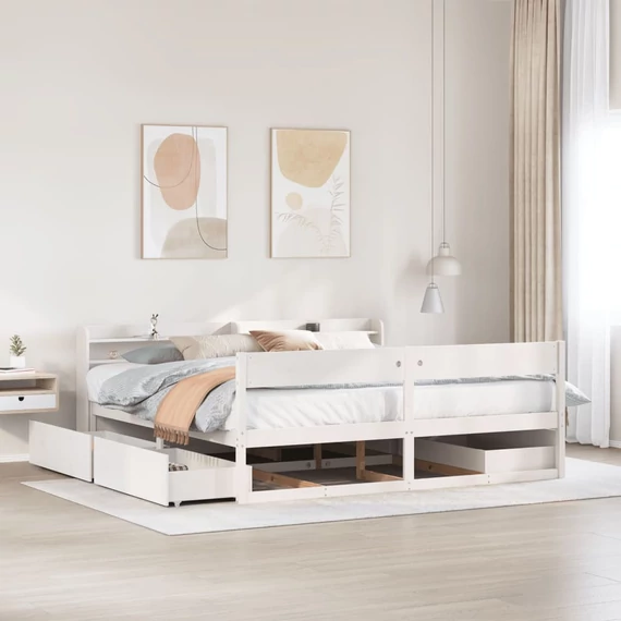 VidaXL fehér tömör fenyőfa ágy matrac nélkül 180 x 200 cm