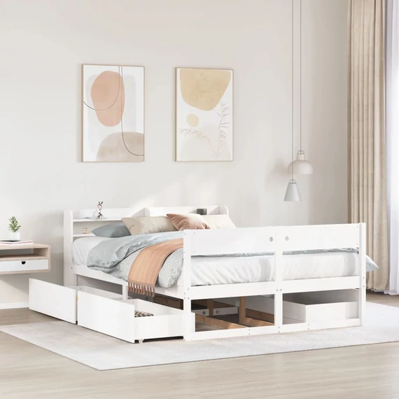 VidaXL fehér tömör fenyőfa ágy matrac nélkül 140 x 200 cm