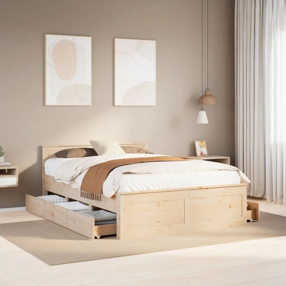 VidaXL tömör fenyőfa fejtámlás ágykeret matrac nélkül 140 x 200 cm