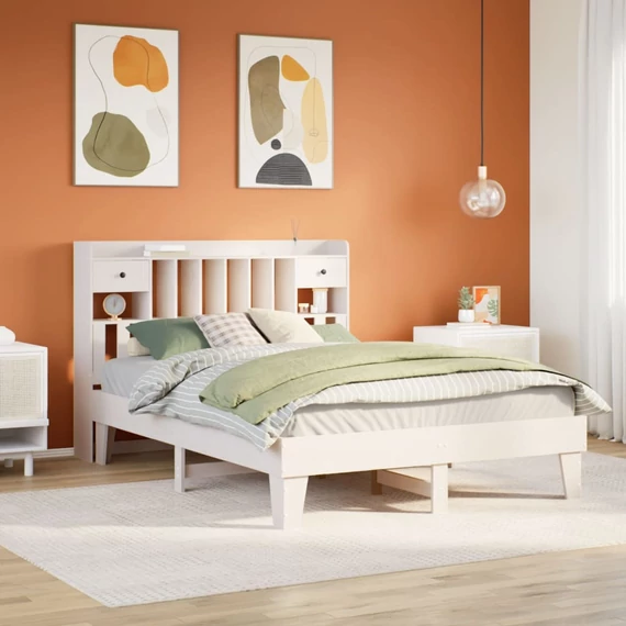 VidaXL fehér tömör fenyőfa ágy matrac nélkül 140 x 200 cm