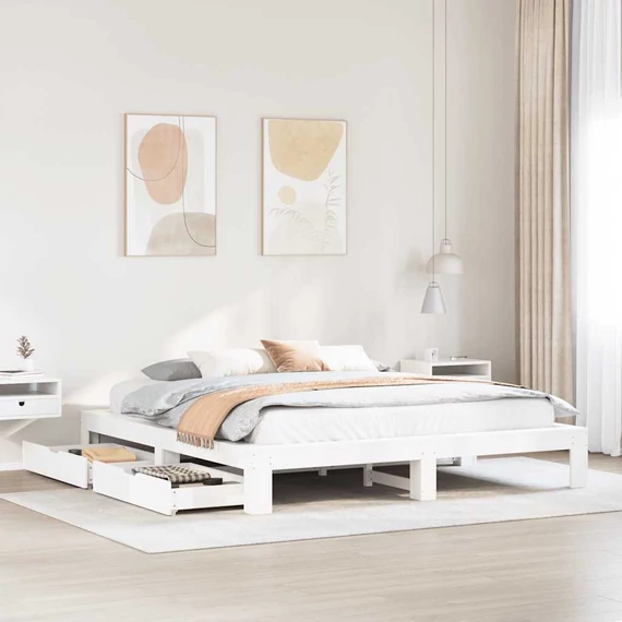 VidaXL fehér tömör fenyőfa ágy matrac nélkül 180 x 200 cm