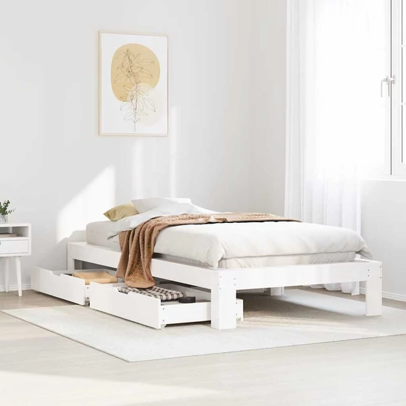 VidaXL fehér tömör fenyőfa ágy matrac nélkül 90 x 200 cm