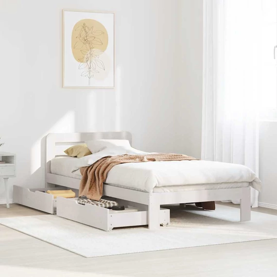 VidaXL fehér tömör fenyőfa ágy matrac nélkül 90 x 200 cm