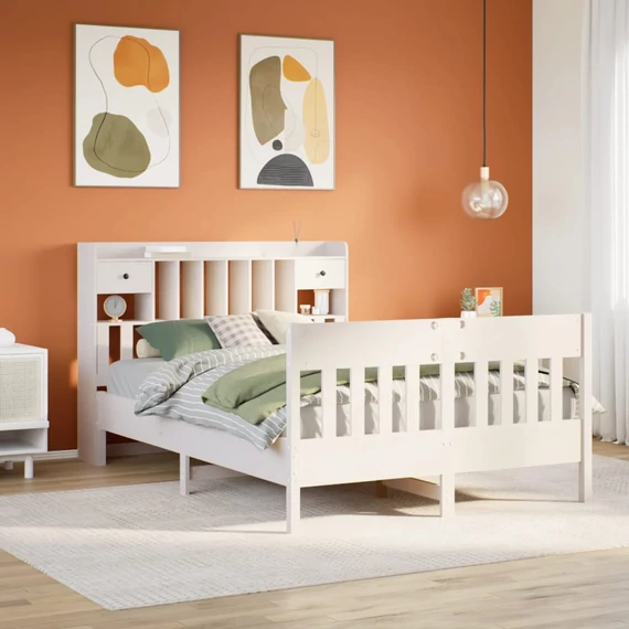 VidaXL fehér tömör fenyőfa ágy matrac nélkül 140 x 200 cm