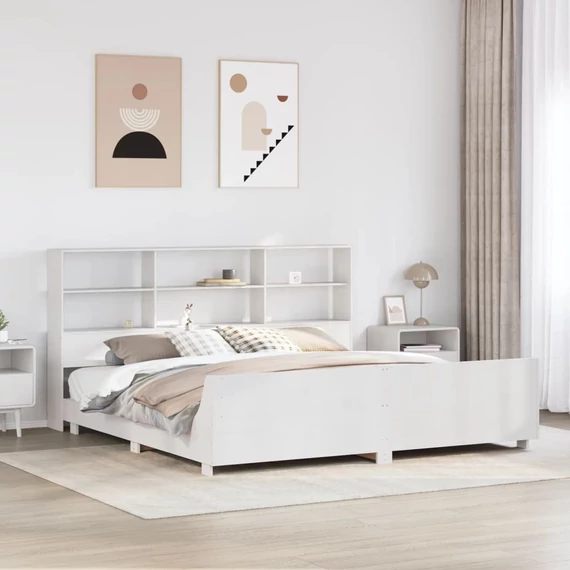 VidaXL fehér tömör fenyőfa ágy matrac nélkül 180 x 200 cm