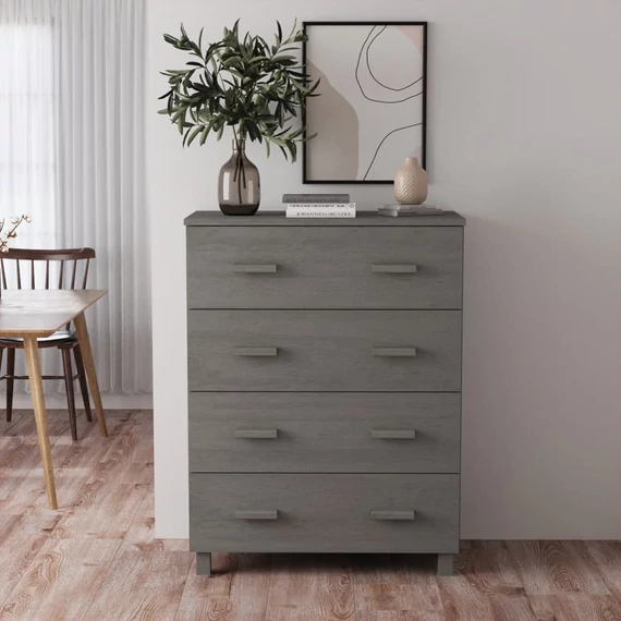 VidaXL HAMAR világosszürke tömör fenyőfa tálalószekrény 79x40x103,5 cm