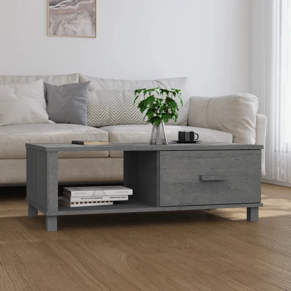 VidaXL HAMAR sötétszürke tömör fenyőfa dohányzóasztal 100 x 55 x 35 cm