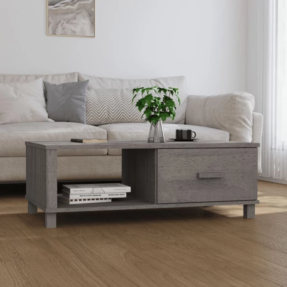 VidaXL HAMAR világosszürke tömör fenyőfa dohányzóasztal 100x55x35 cm