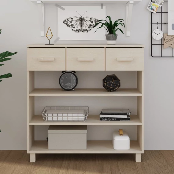 VidaXL HAMAR mézbarna tömör fenyőfa tálalóasztal 90 x 35 x 90 cm