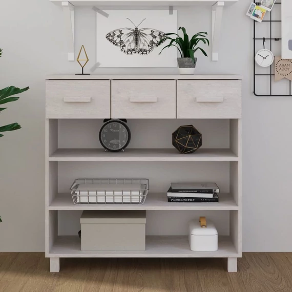 VidaXL HAMAR fehér tömör fenyőfa tálalóasztal 90 x 35 x 90 cm