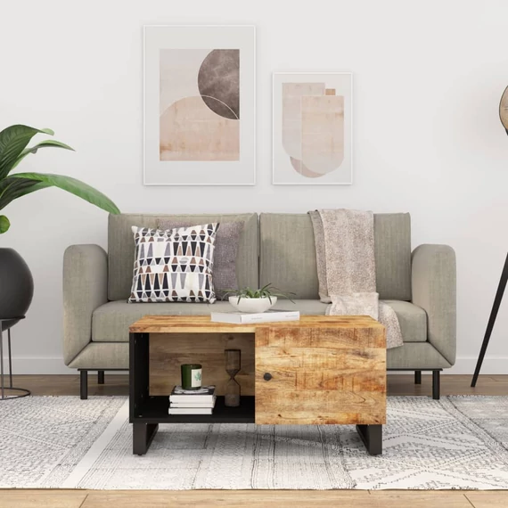 VidaXL tömör mangófa és szerelt fa dohányzóasztal 80 x 50 x 40 cm