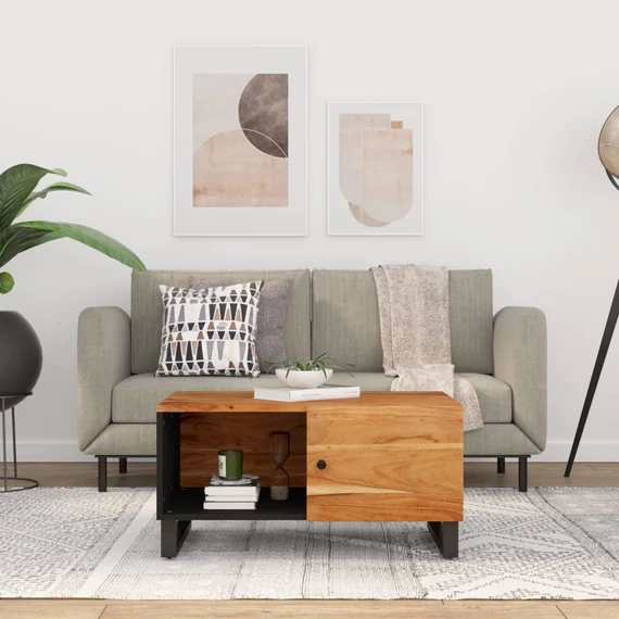 VidaXL tömör akácfa és szerelt fa dohányzóasztal 80 x 50 x 40 cm