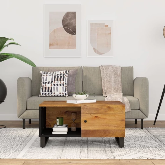 VidaXL tömör mangófa és szerelt fa dohányzóasztal 80 x 50 x 40 cm