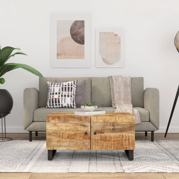 VidaXL tömör mangófa és szerelt fa dohányzóasztal 80 x 50 x 40 cm