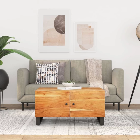 VidaXL tömör akácfa és szerelt fa dohányzóasztal 80 x 50 x 40 cm