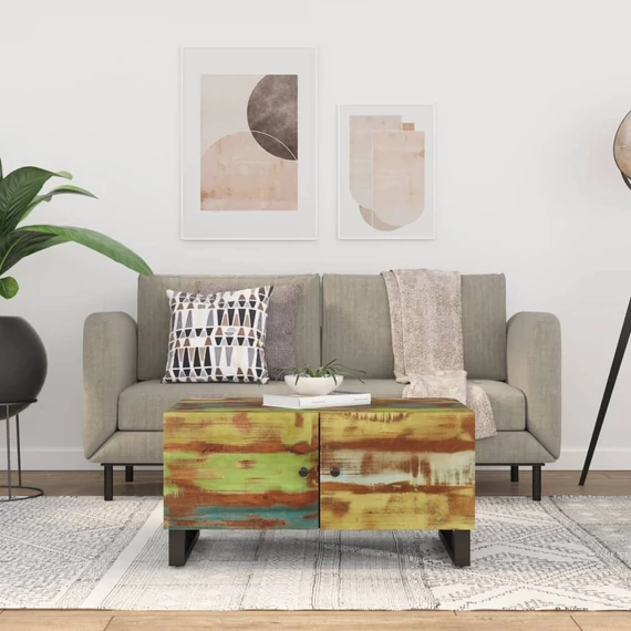 VidaXL tömör újrahasznosított és szerelt fa dohányzóasztal 80x50x40 cm