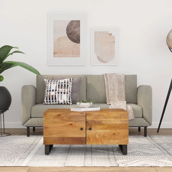 VidaXL tömör mangófa és szerelt fa dohányzóasztal 80 x 50 x 40 cm