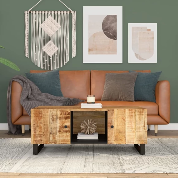 VidaXL tömör mangófa és szerelt fa dohányzóasztal 100 x 54 x 40 cm