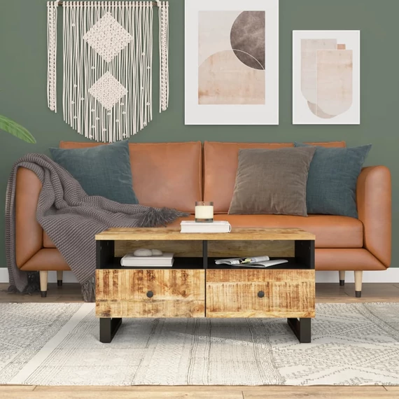 VidaXL tömör mangófa és szerelt fa dohányzóasztal 80 x 54 x 40 cm