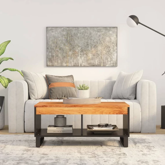 VidaXL tömör akácfa dohányzóasztal 90 x 50 x 40 cm