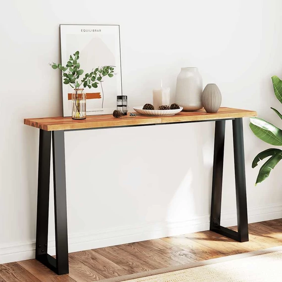 VidaXL tömör akácfa konzolasztal természetes éllel 140 x 40 x 80 cm
