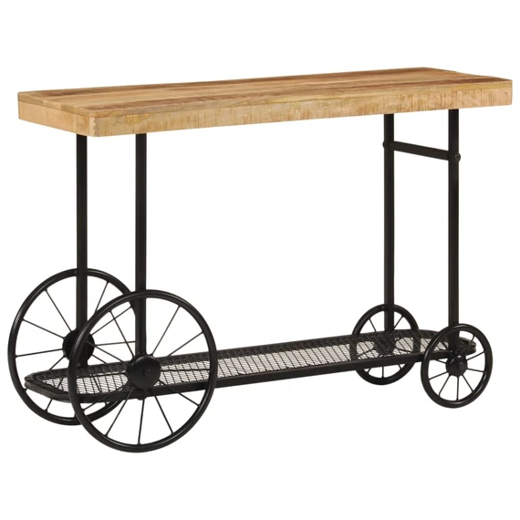 VidaXL tömör mangófa és vas tálalóasztal 112x36x76 cm