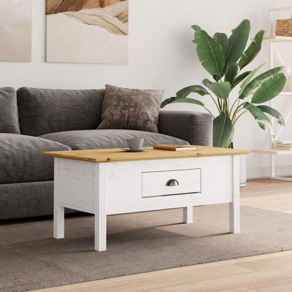 VidaXL BODO fehér, barna tömör fenyőfa dohányzóasztal 100 x 55 x 46 cm