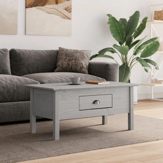 VidaXL BODO szürke tömör fenyőfa dohányzóasztal 100 x 55 x 46 cm