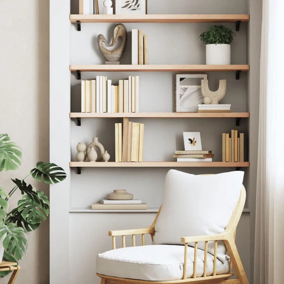VidaXL tömör bükkfa fali polc 100 x 20 x 2,5 cm