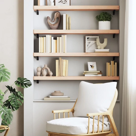 VidaXL tömör bükkfa fali polc 100 x 20 x 4 cm