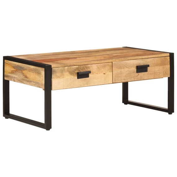 VidaXL tömör mangófa és vas dohányzóasztal 100 x 54 x 40 cm