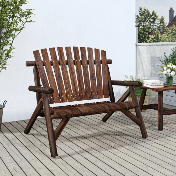 VidaXL 2 személyes tömör lucfenyő kerti pad 119 x 85 x 98 cm