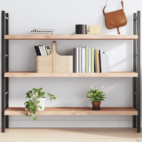 VidaXL kezeletlen tömör tölgyfa fali polc 140x40x(2-4) cm