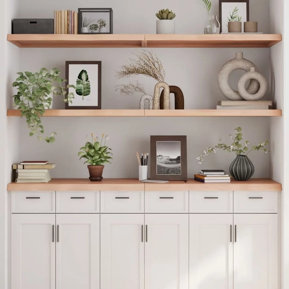 VidaXL kezeletlen tömör tölgyfa fali polc 180x50x(2-4) cm