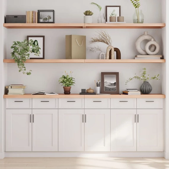 VidaXL kezeletlen tömör tölgyfa fali polc 220x40x(2-4) cm