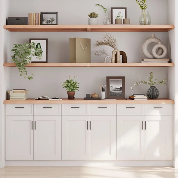 VidaXL kezeletlen tömör tölgyfa fali polc 220x50x(2-4) cm