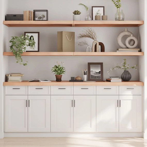 VidaXL kezeletlen tömör tölgyfa fali polc 220x50x(2-6) cm