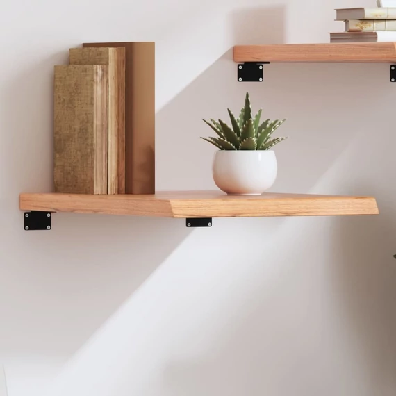 VidaXL világosbarna kezelt tömör tölgyfa fali polc 40x50x(2-4) cm