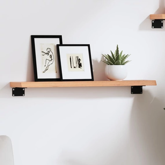 VidaXL világosbarna kezelt tömör tölgyfa fali polc 60x10x2 cm