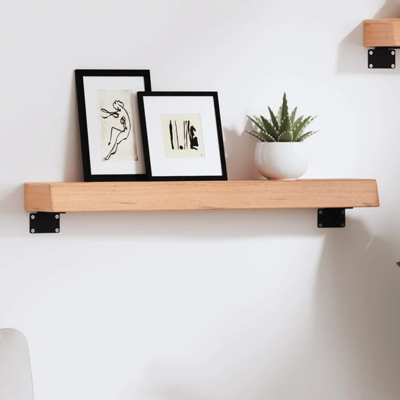 VidaXL világosbarna kezelt tömör tölgyfa fali polc 60x10x6 cm