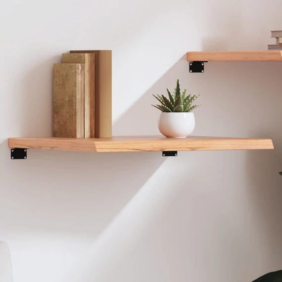 VidaXL világosbarna kezelt tömör tölgyfa fali polc 60x60x(2-4) cm