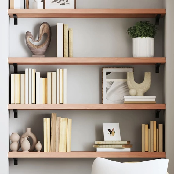 VidaXL világosbarna kezelt tömör tölgyfa fali polc 80x30x(2-4) cm