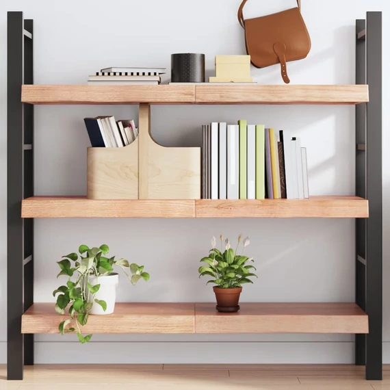 VidaXL világosbarna kezelt tömör tölgyfa fali polc 120 x 30 x (2-6) cm