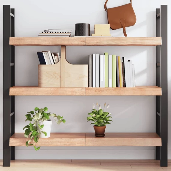 VidaXL világosbarna kezelt tömör tölgyfa fali polc 120 x 40 x (2-6) cm
