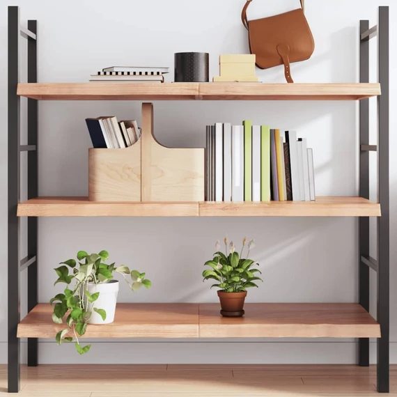 VidaXL világosbarna kezelt tömör tölgyfa fali polc 120 x 50 x (2-4) cm