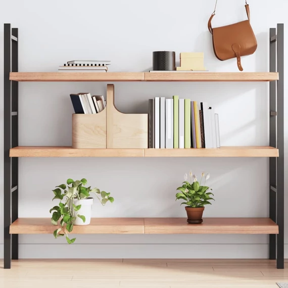 VidaXL világosbarna kezelt tömör tölgyfa fali polc 140 x 30 x (2-4) cm