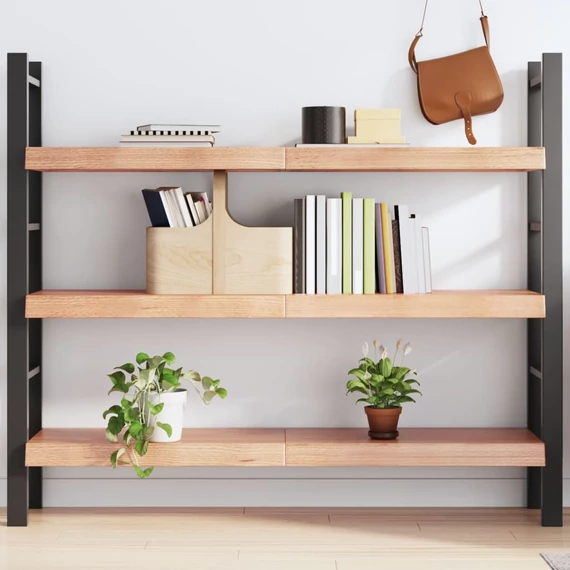 VidaXL világosbarna kezelt tömör tölgyfa fali polc 140 x 30 x (2-6) cm